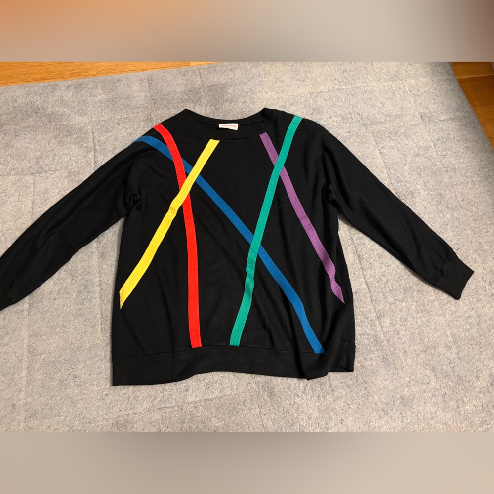 Vintage black sweater with stripes